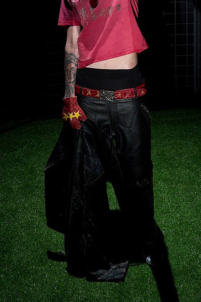 Star Checkered Fingerless Gloves