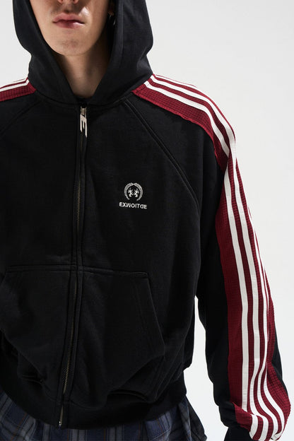 Frayed Stripe Hoodie Track Jacket