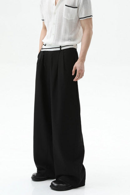 Asymmetrical Waist Pleated Trousers