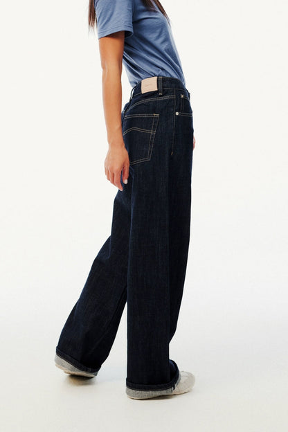 Italian Raw Denim High-Waist Wide-Leg Jeans