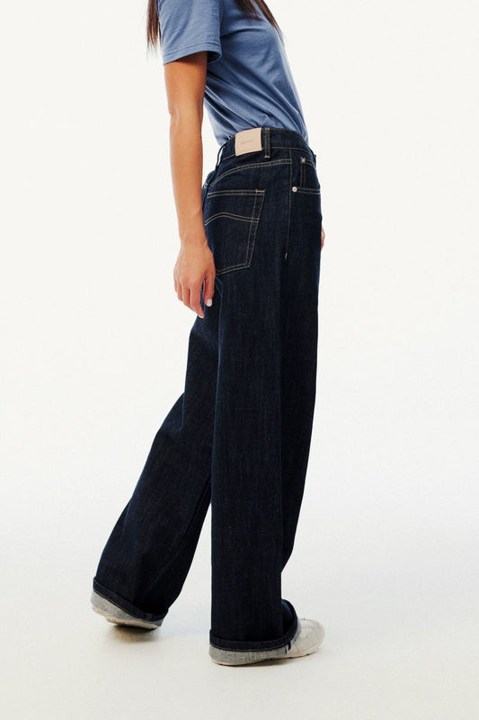 Italian Raw Denim High-Waist Wide-Leg Jeans