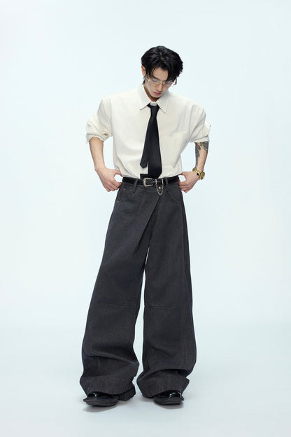 Washed Layered Loose Jeans