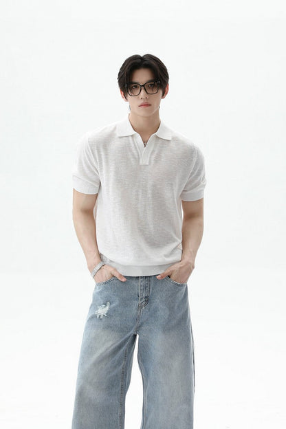 Textured V-Neck Lightweight Tee