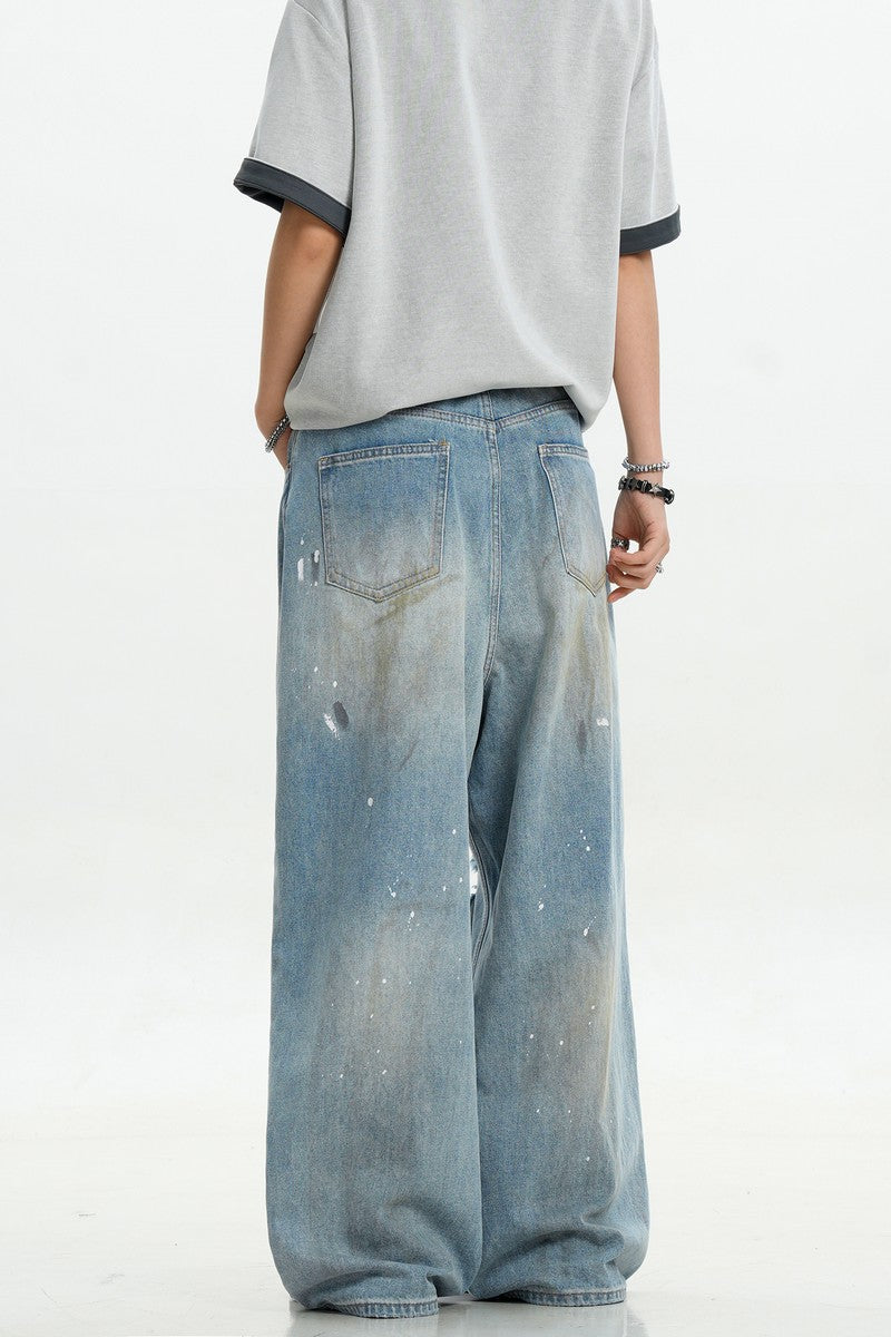 Splatter Ripped Loose Jeans