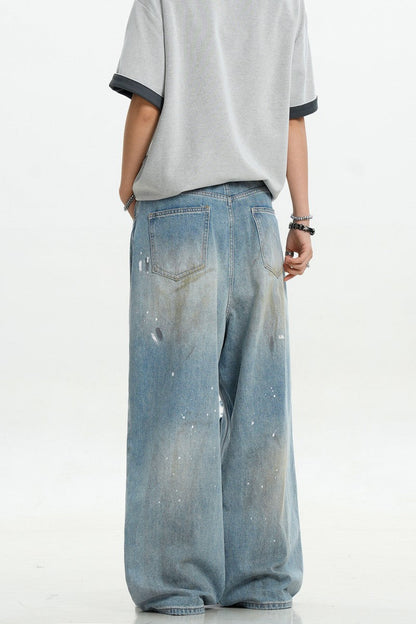 Splatter Ripped Loose Jeans