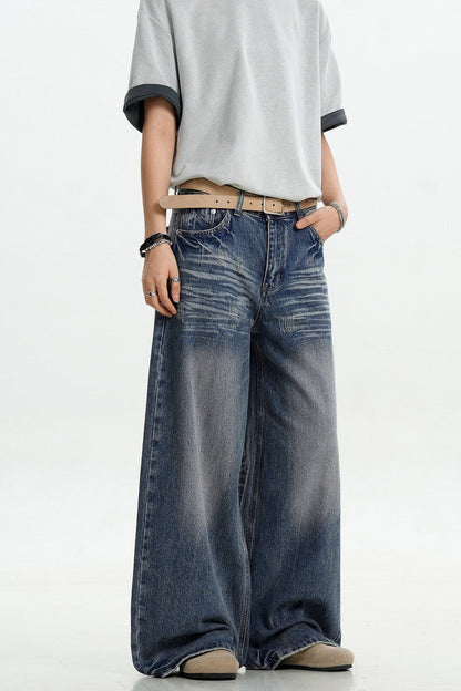 Dark Blue Whiskered Jeans