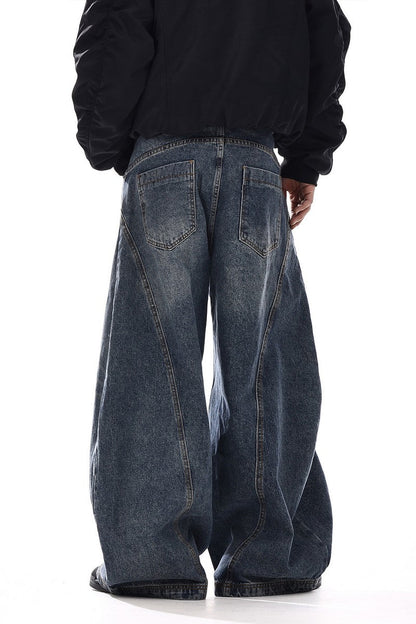 Vintage Washed Blade Wide Jeans