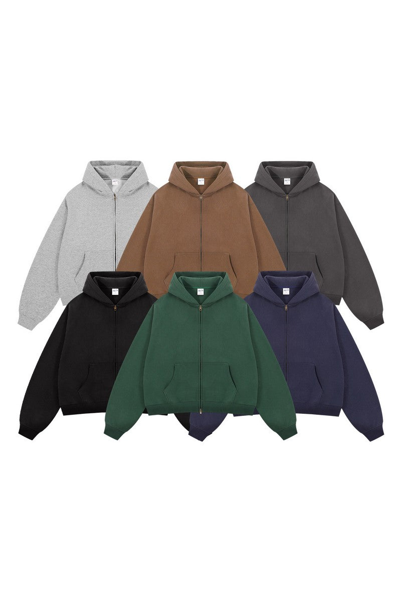 Fleece Boxy Double Zip Hoodie