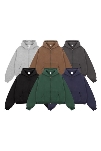 Fleece Boxy Double Zip Hoodie