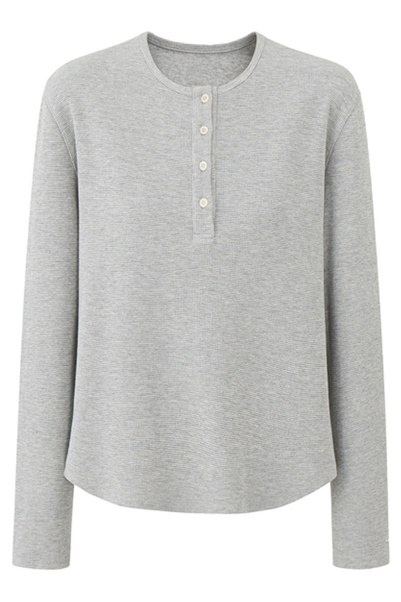 Waffle Henley Long Sleeve Tee