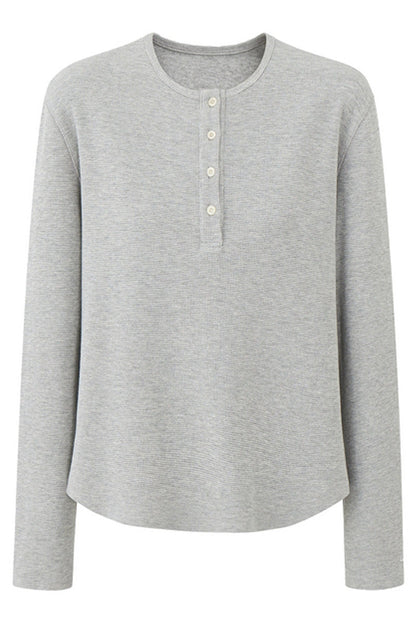 Waffle Henley Long Sleeve Tee