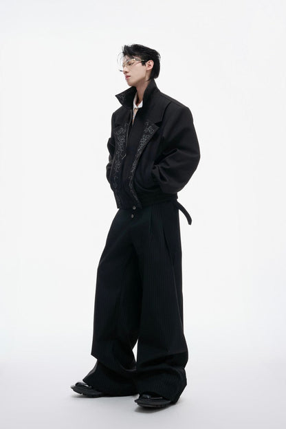 Embroidered Layered Cropped Jacket