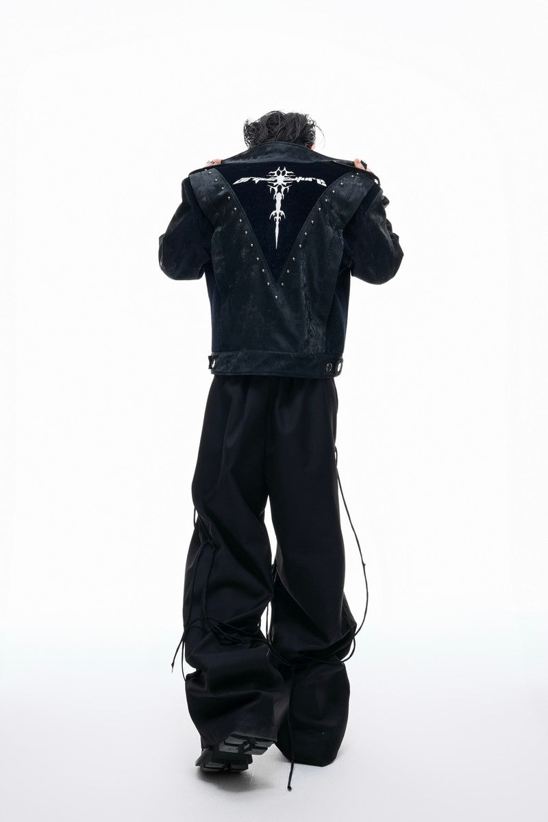 Studded Snake Print Leather Jacket