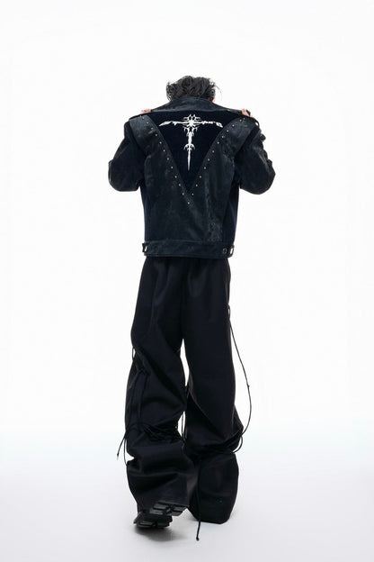 Studded Snake Print Leather Jacket