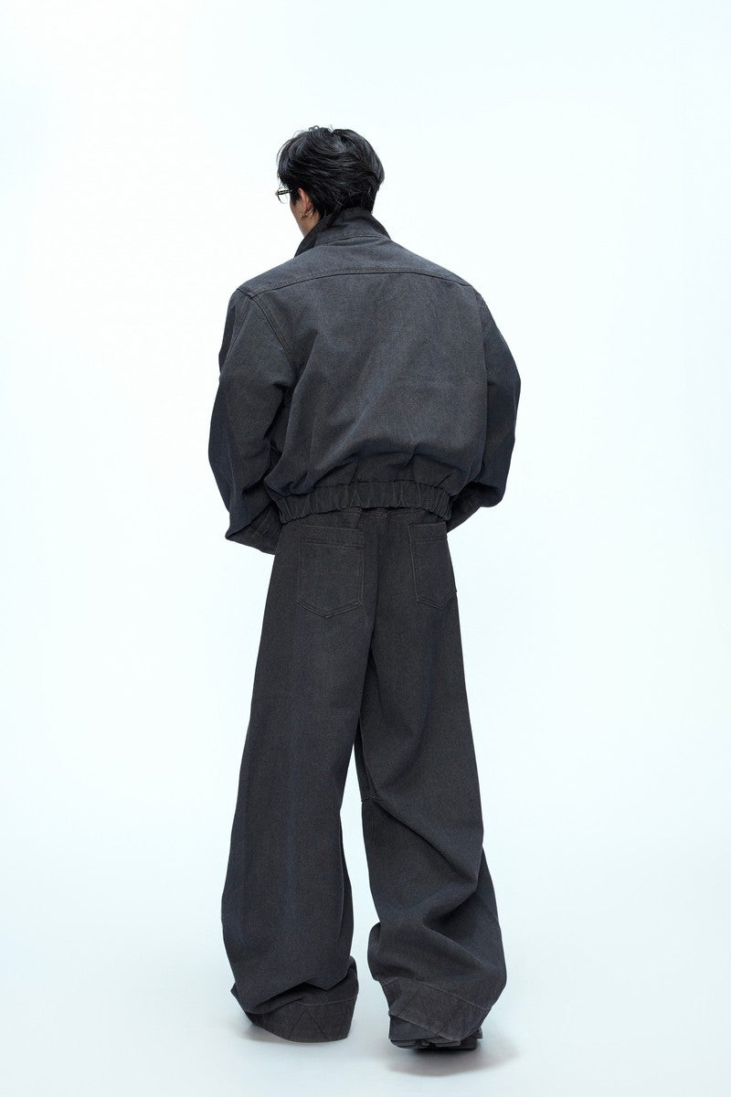 Washed Layered Loose Jeans