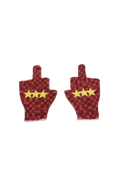 Star Checkered Fingerless Gloves