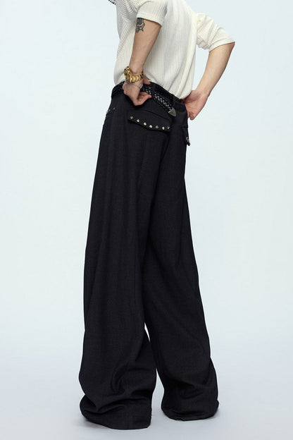 Deconstructed Wool Blend Suit Trousers