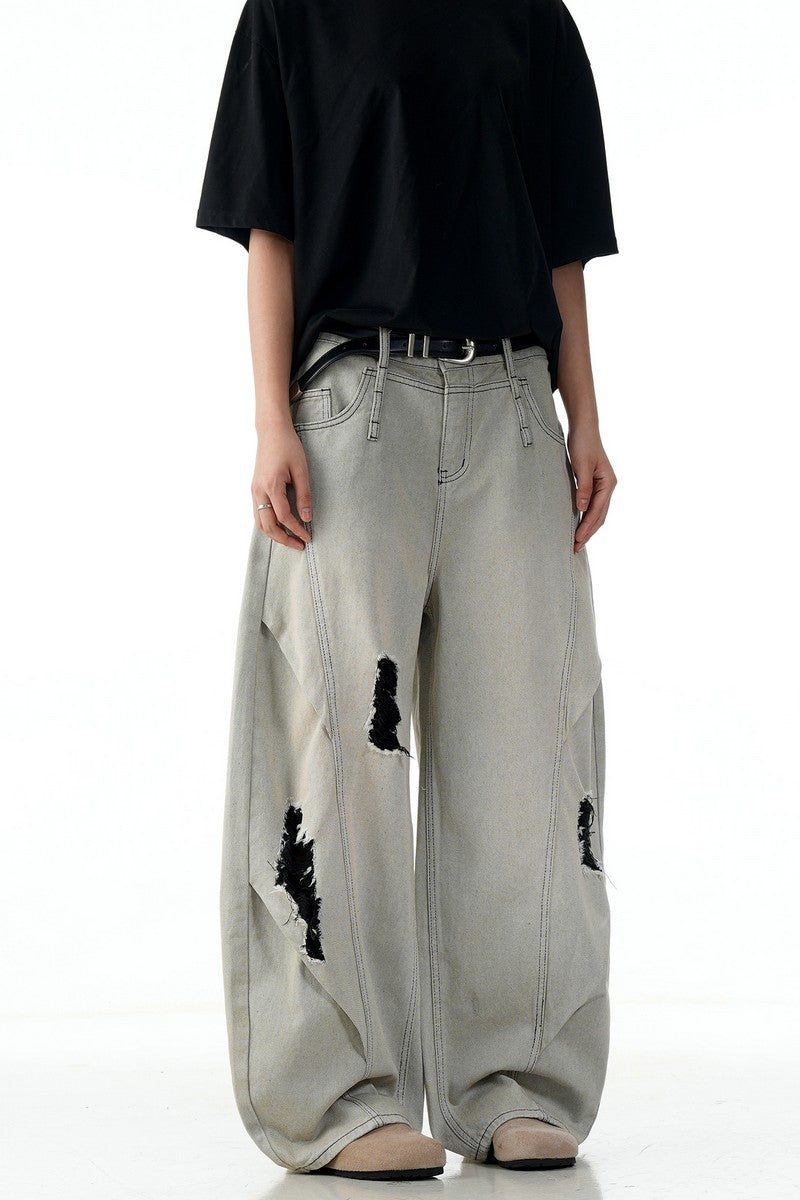 Gray Ripped Blade Jeans