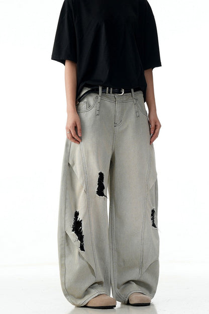 Gray Ripped Blade Jeans