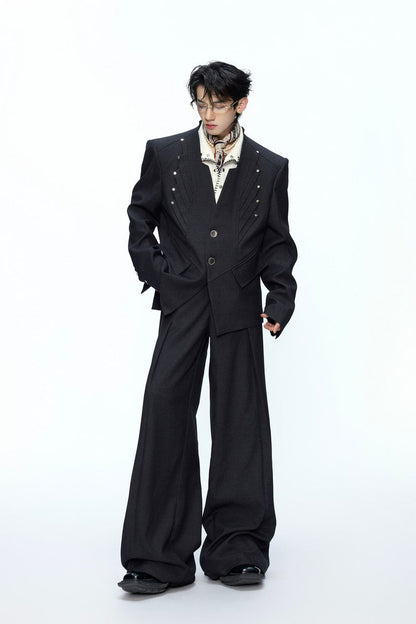 Deconstructed Wool Blend Suit Trousers