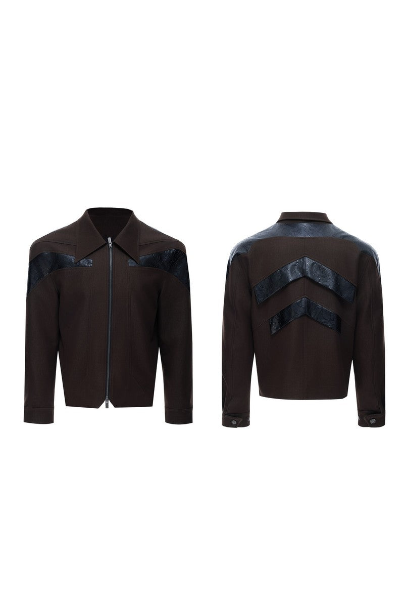 Glossy Deconstructed Cropped Jacket