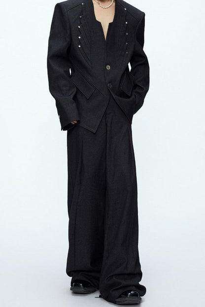 Deconstructed Wool Blend Suit Trousers