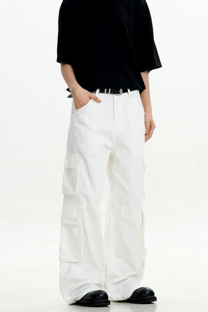 White Pocket Cargo Pants