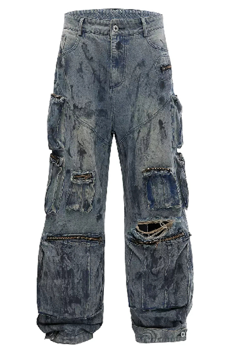 Hand-Painted Distressed Jeans