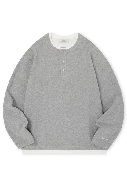 Layered Henley Waffle Long Sleeve Tee