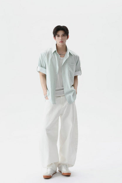 Washed Cotton Striped Shirt