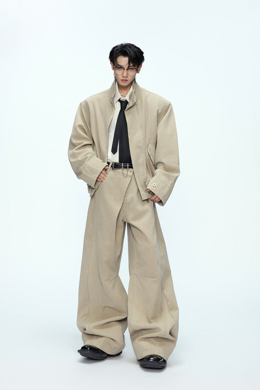 Washed Layered Loose Jeans