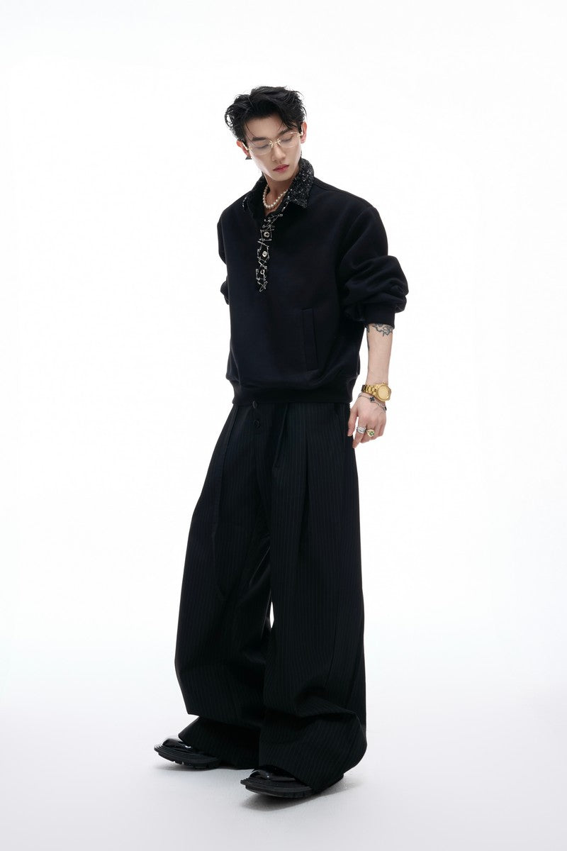 Sequin Pin Detail Polo Sweatshirt