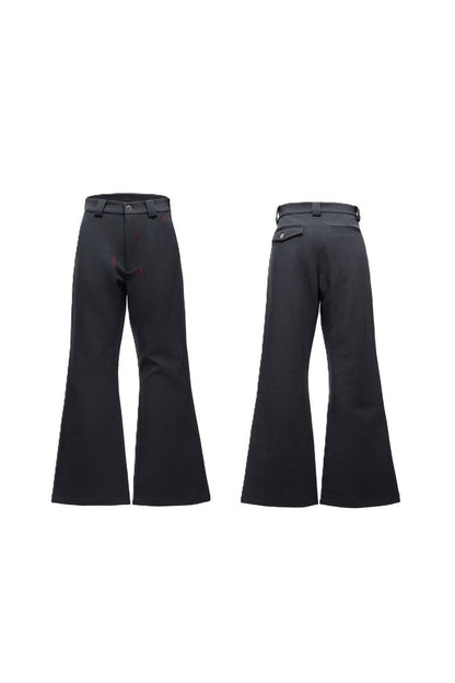 Lipstick Print Pleated Flare Trousers