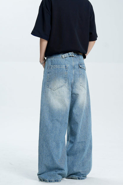 Washed Blue Cleanfit Trousers