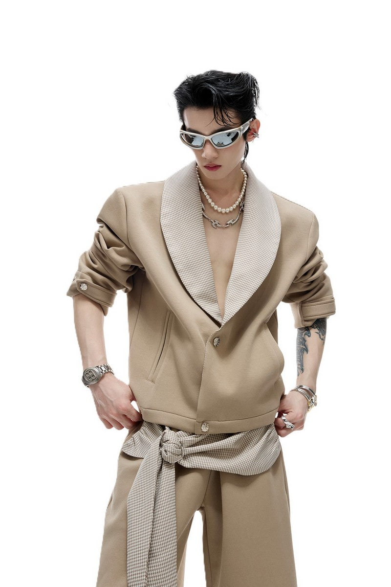 Houndstooth V-Neck Jacket