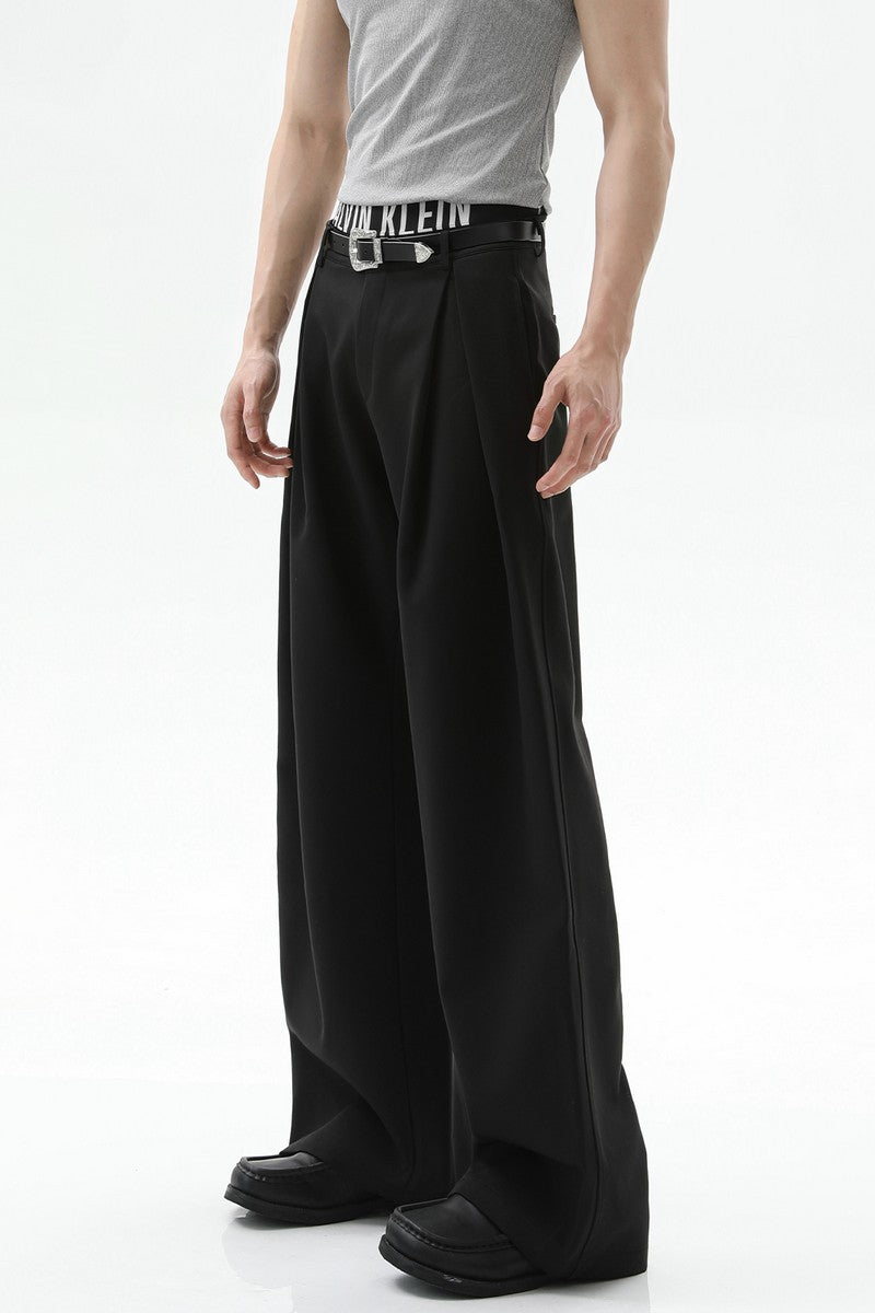 A-Line Pleated Wide Leg Trousers