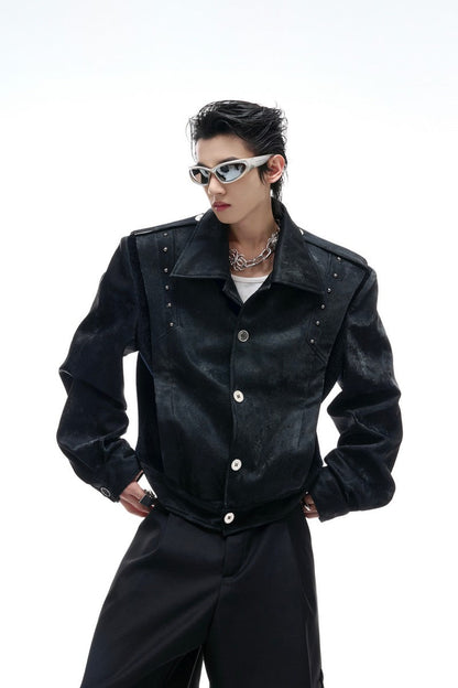 Studded Snake Print Leather Jacket