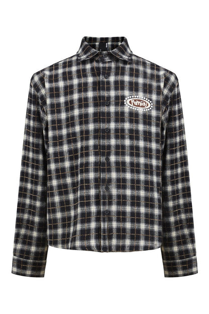 Embroidered Plaid Shirt Jacket