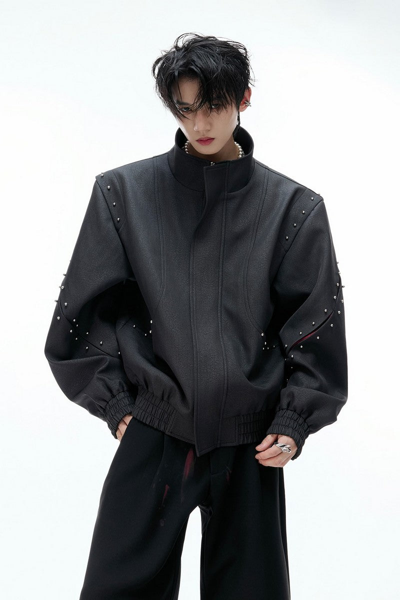 Deconstructed Textured Studded Jacket