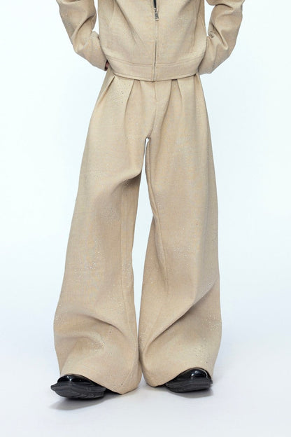 Rhinestone Sequin Pleated Trousers