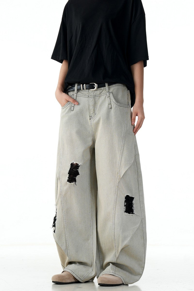 Gray Ripped Blade Jeans