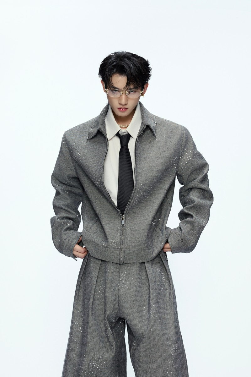 Rhinestone Sequin Cropped Jacket