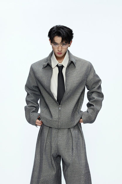 Rhinestone Sequin Cropped Jacket