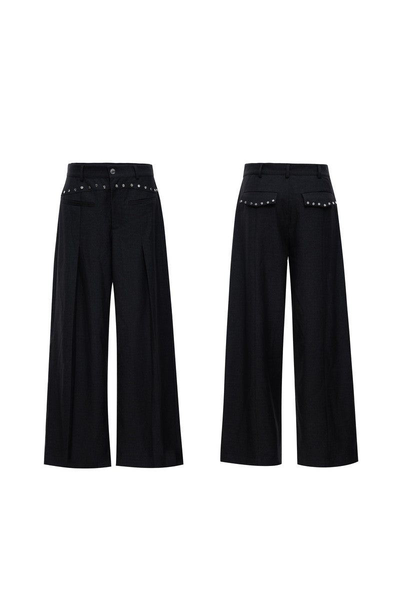 Deconstructed Wool Blend Suit Trousers