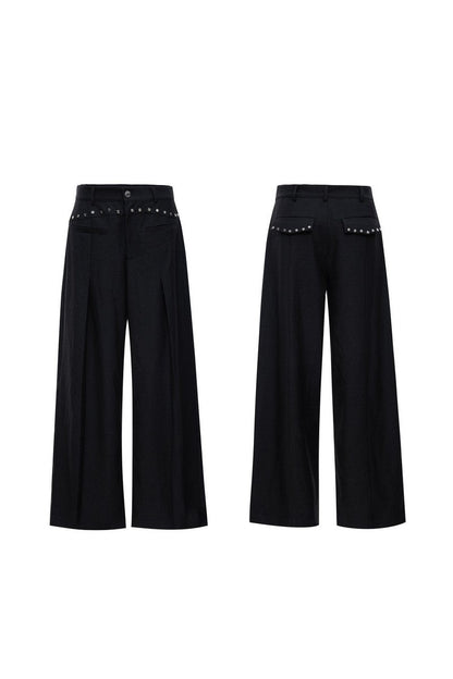 Deconstructed Wool Blend Suit Trousers