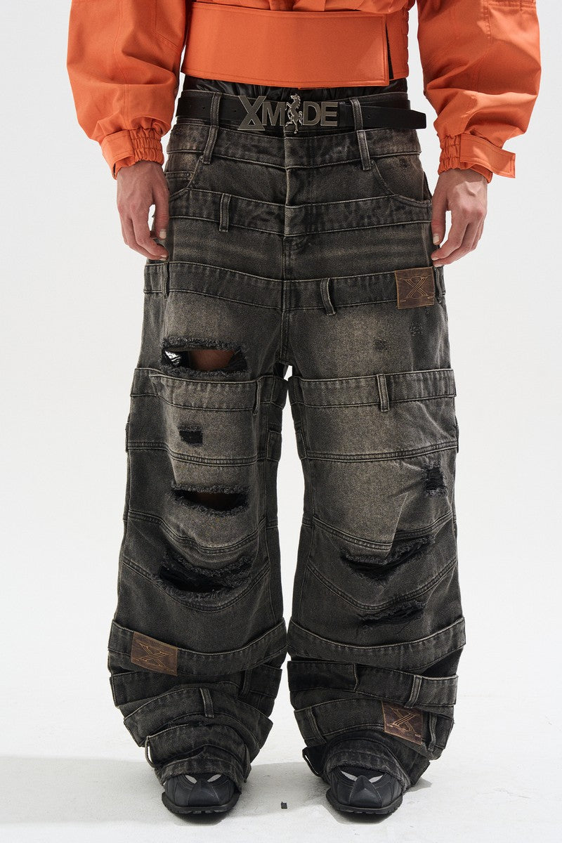 Washed Grey Baggy Jeans