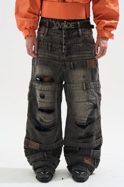 Washed Grey Baggy Jeans