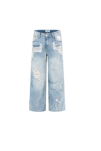 Light Blue Ripped Loose Jeans