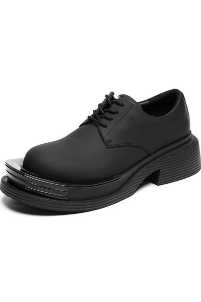 Black Leather Chunky Derby Shoes