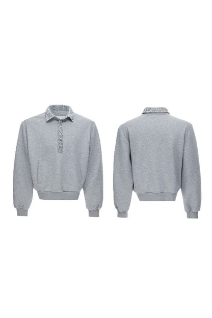 Sequin Pin Detail Polo Sweatshirt